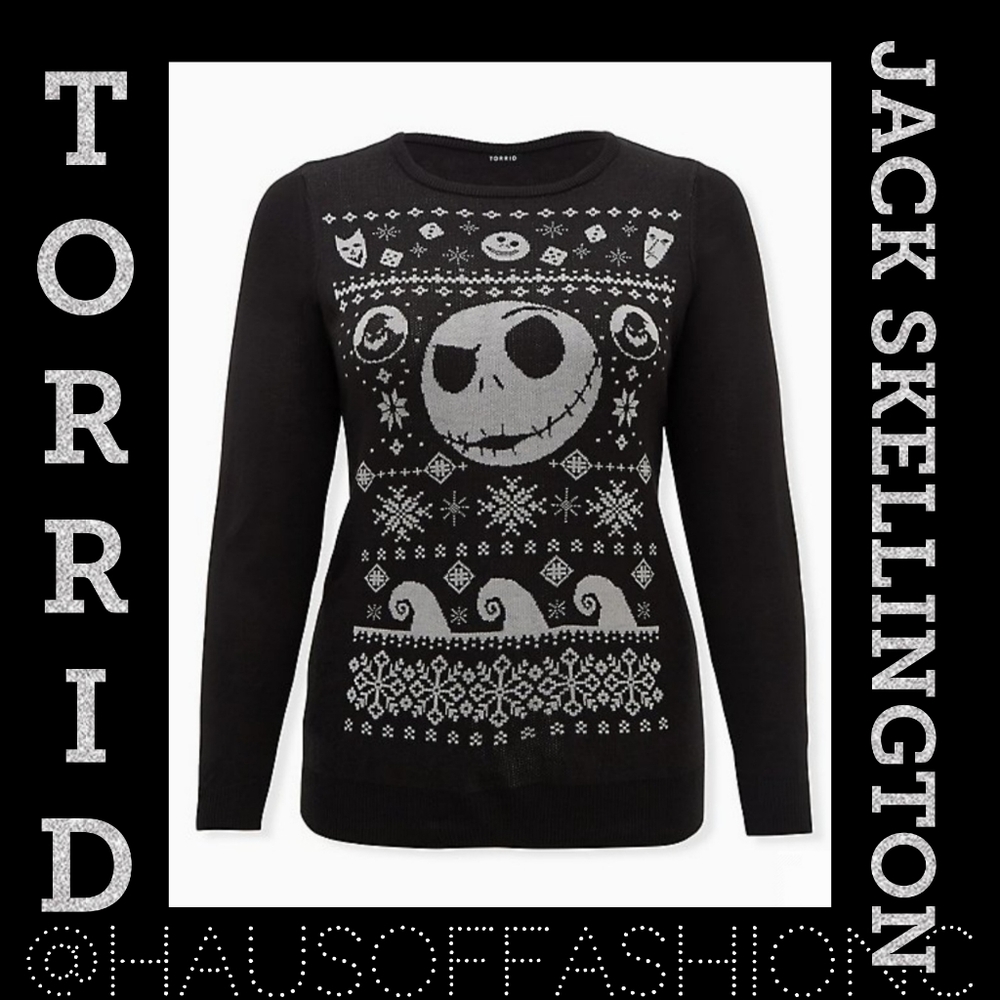 TORRID Disney NMBC Jack Skellington Face Black Sweater! NWT! - Picture 1 of 7